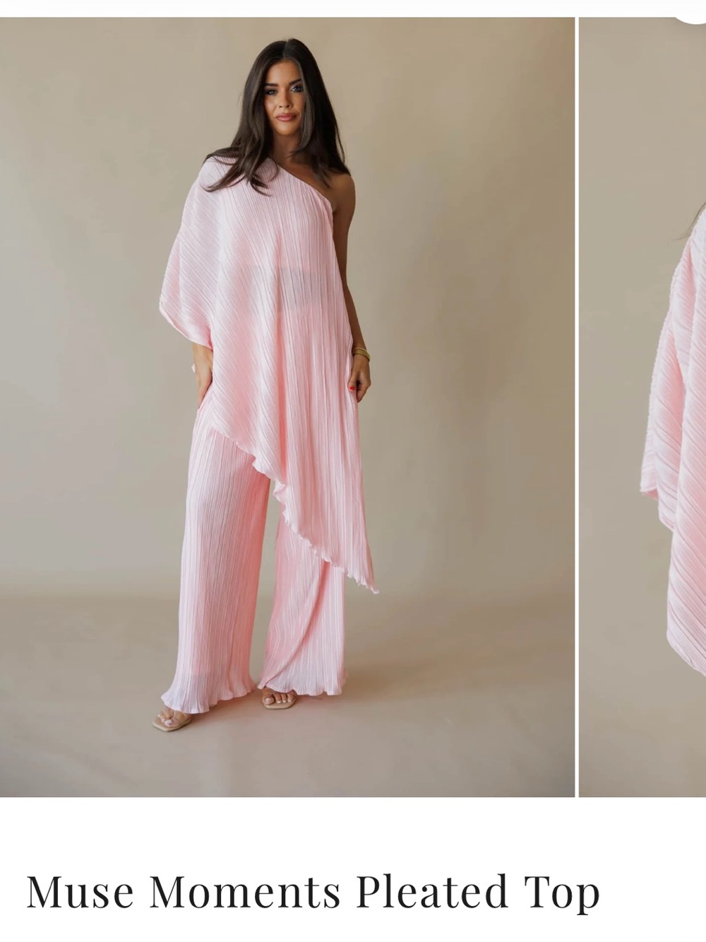 Muse Moments One-Shoulder Pleated Pink Jumpsuit